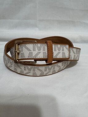 Michael Kors White logo belt size XL